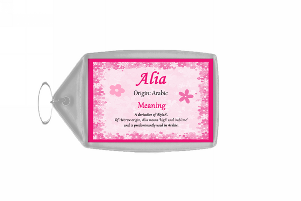 Alia Personalised Name Meaning Keyring