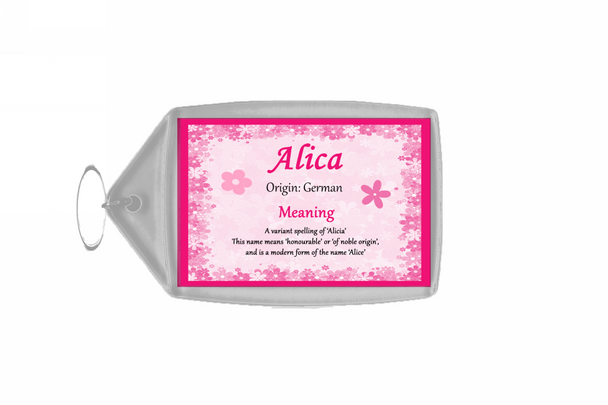 Alica Personalised Name Meaning Keyring