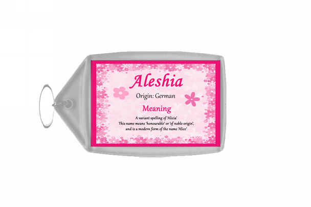 Aleshia Personalised Name Meaning Keyring