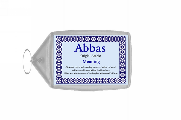 Abbas Personalised Name Meaning Keyring