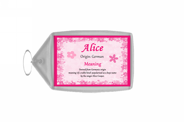 Alice Personalised Name Meaning Keyring
