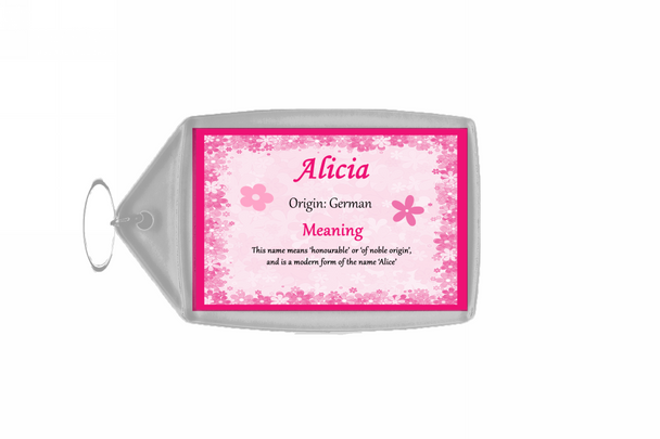 Alicia Personalised Name Meaning Keyring