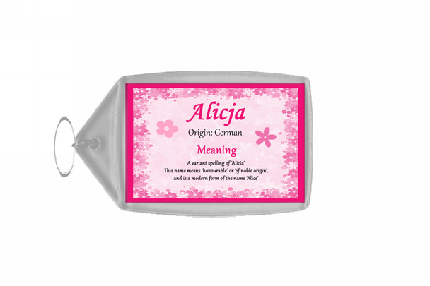 Alicja Personalised Name Meaning Keyring