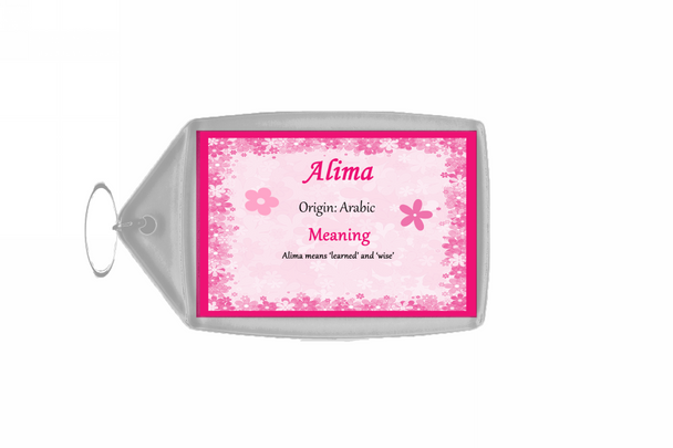Alima Personalised Name Meaning Keyring