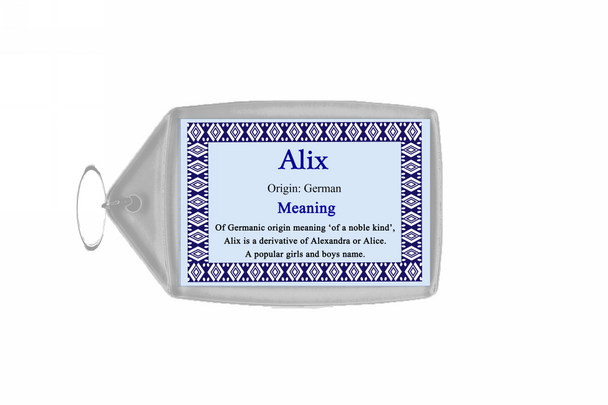 Alix Personalised Name Meaning Keyring