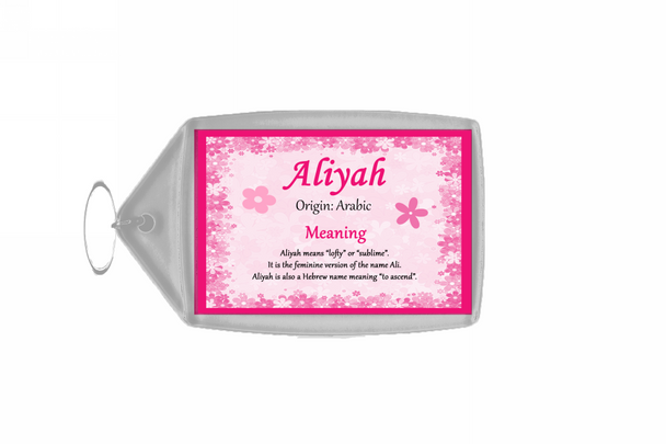 Aliyah Personalised Name Meaning Keyring