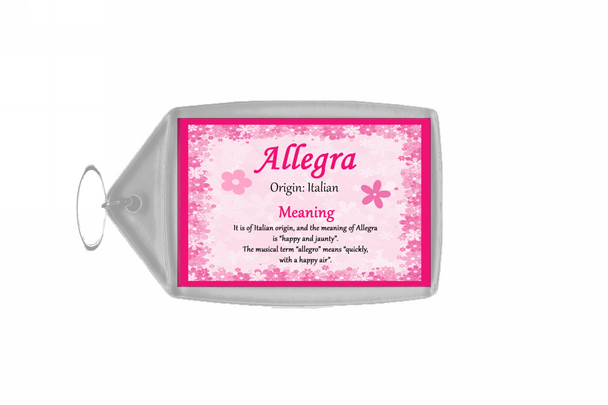 Allegra Personalised Name Meaning Keyring