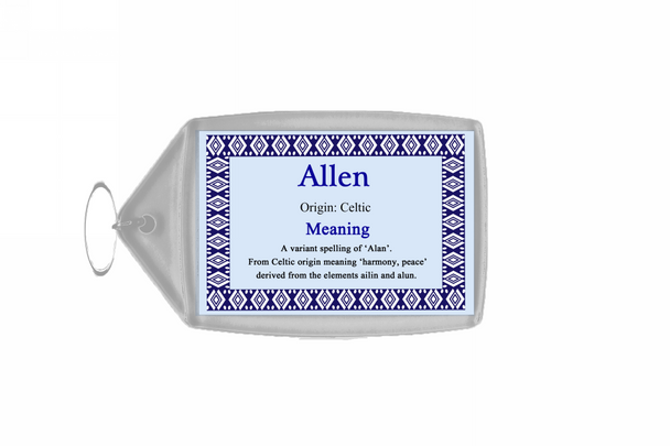 Allen Personalised Name Meaning Keyring