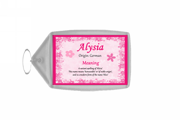 Alysia Personalised Name Meaning Keyring
