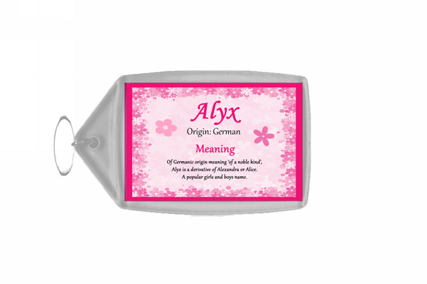 Alyx Personalised Name Meaning Keyring