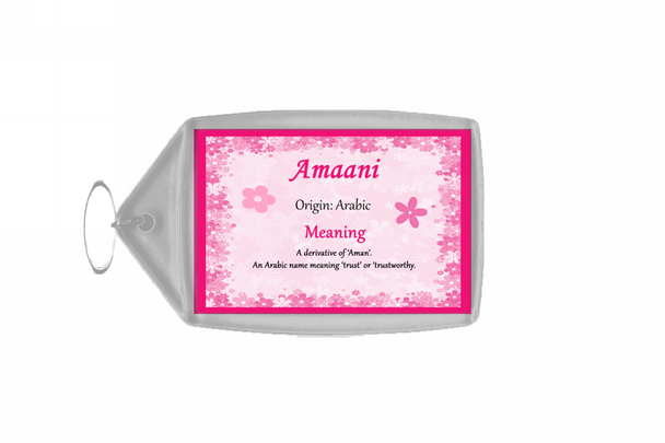 Amaani Personalised Name Meaning Keyring