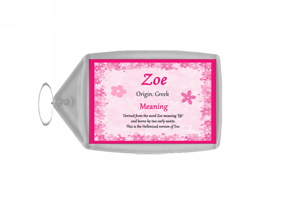 Zoe Personalised Name Meaning Keyring