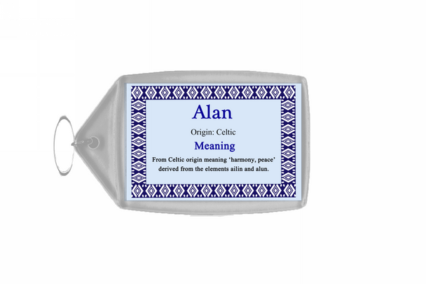 Alan Personalised Name Meaning Keyring