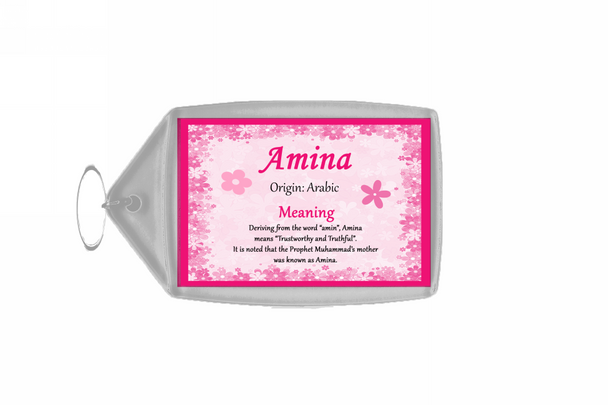 Amina Personalised Name Meaning Keyring