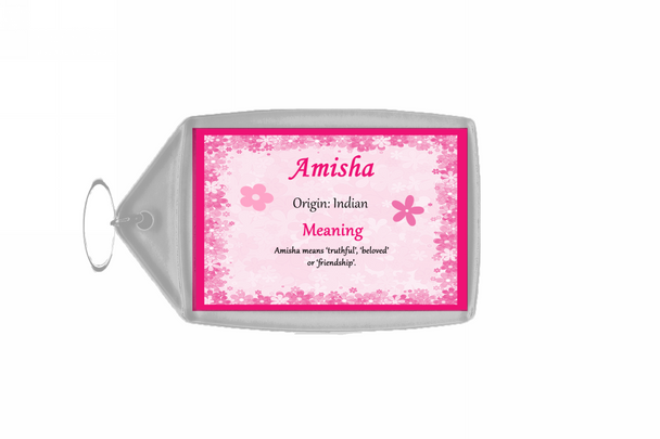 Amisha Personalised Name Meaning Keyring