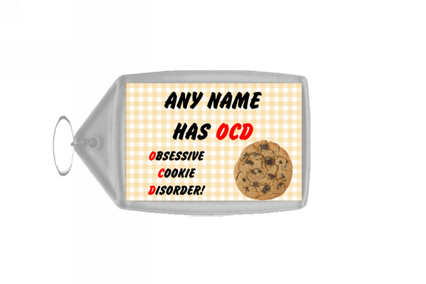 Funny Obsessive Disorder Cookie Yellow Personalised Large Keyring