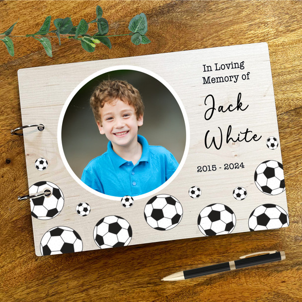 Childrens Football Photo Sympathy In Loving Memory Funeral Condolence Guest Book