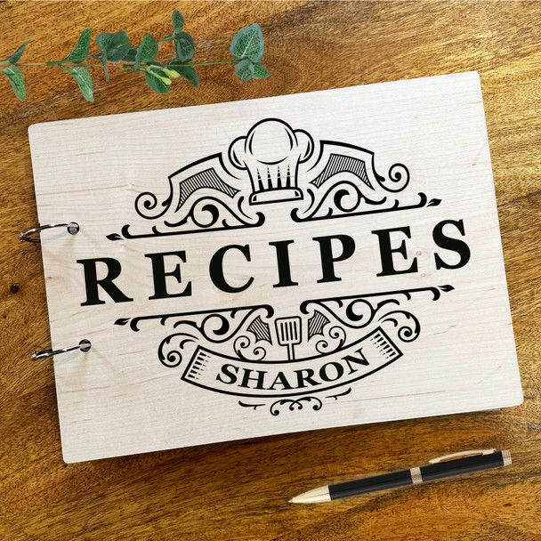 Wood Vintage Scrapbook Notes List Baking Cook Recipe Keeper Book
