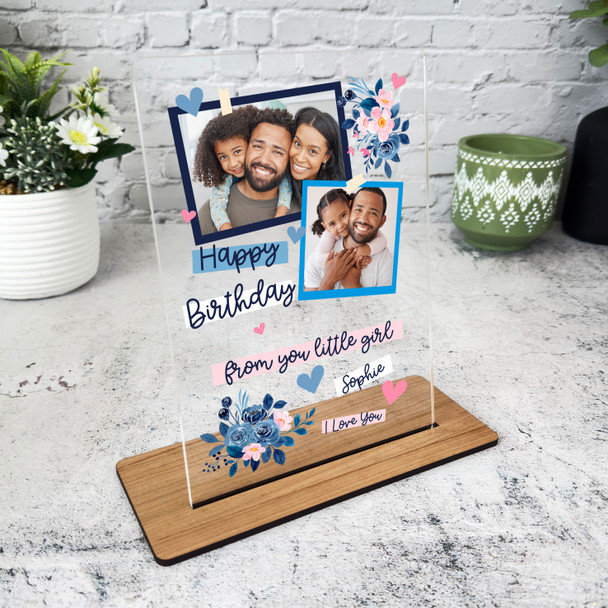 Birthday Gift For Mum Or Dad Pink Blue Photo Frames Personalised Acrylic Plaque