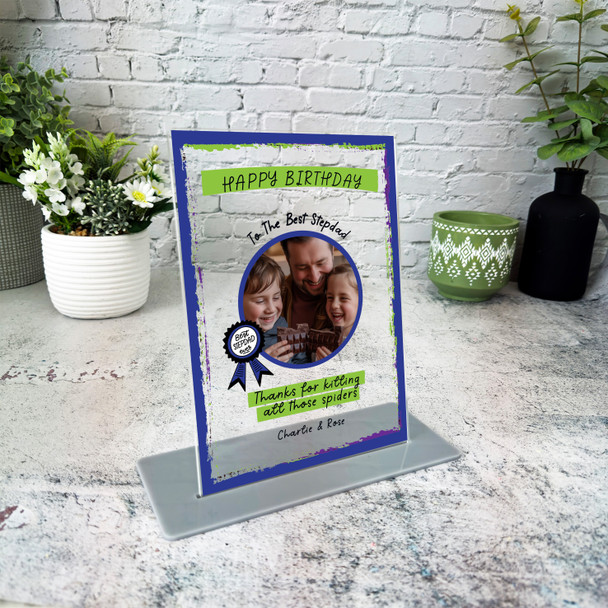 Stepdad Birthday Gift Best Stepdad Ever Round Photo Personalised Acrylic Plaque
