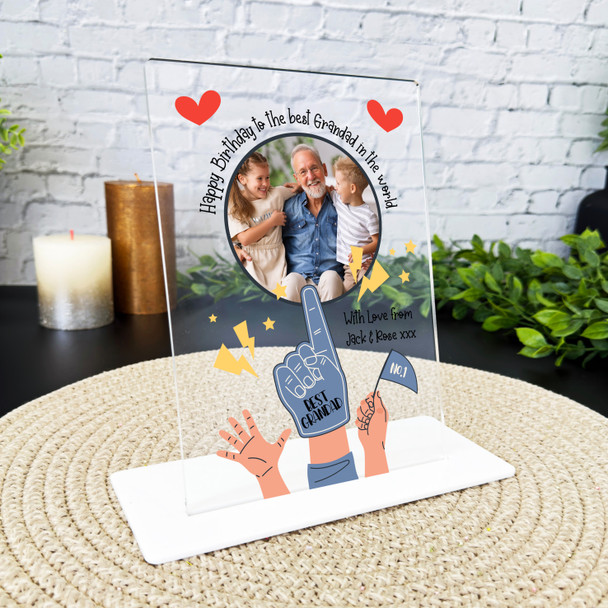 Grandfather Birthday Gift Best Grandad Hand Photo Personalised Acrylic Plaque