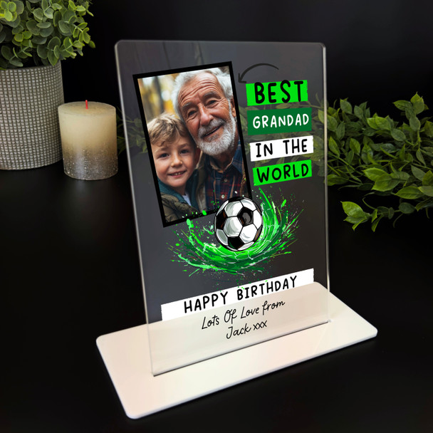 Grandfather Birthday Gift Grandad Football Photo Personalised Acrylic Plaque