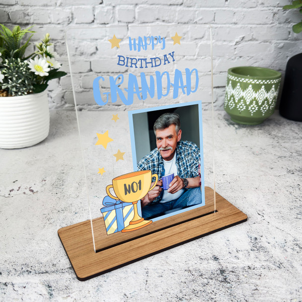 Grandad Happy Birthday Gift Trophy Photo Personalised Acrylic Plaque