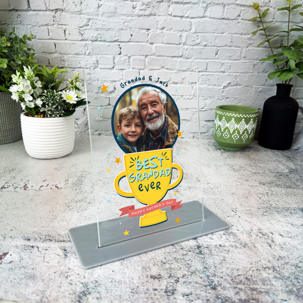 Grandfather Fathers Day Gift Grandad Trophy Photo Personalised Acrylic Plaque