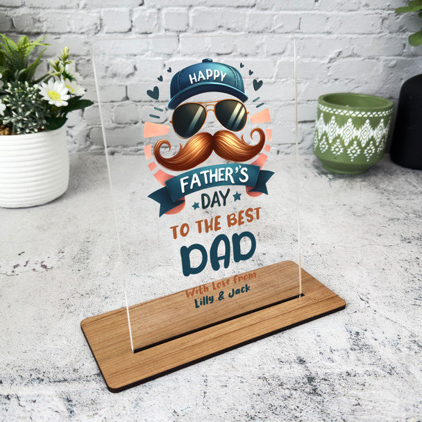 Fathers Day Gift The Best Dad Mustache Sunglasses Personalised Acrylic Plaque