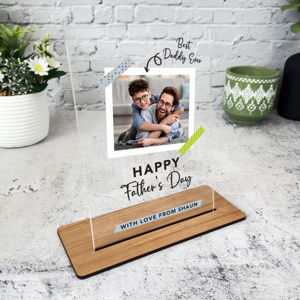 Fathers Day Gift Best Daddy Ever Colourful Photo Personalised Acrylic Plaque