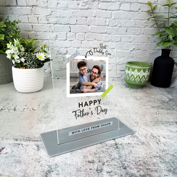 Fathers Day Gift Best Daddy Ever Colourful Photo Personalised Acrylic Plaque