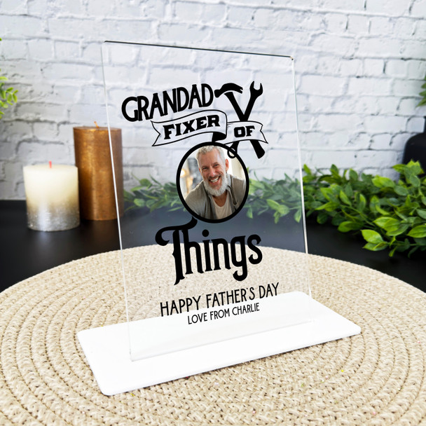 Grandfather Fathers Day Gift Grandad Fixer Photo Personalised Acrylic Plaque