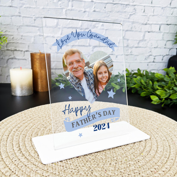 Love You Grandad Father's Day Gift Heart Blue Personalised Acrylic Plaque