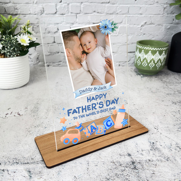 Fathers Day Gift Baby Blue Elements Best Dad Personalised Acrylic Plaque