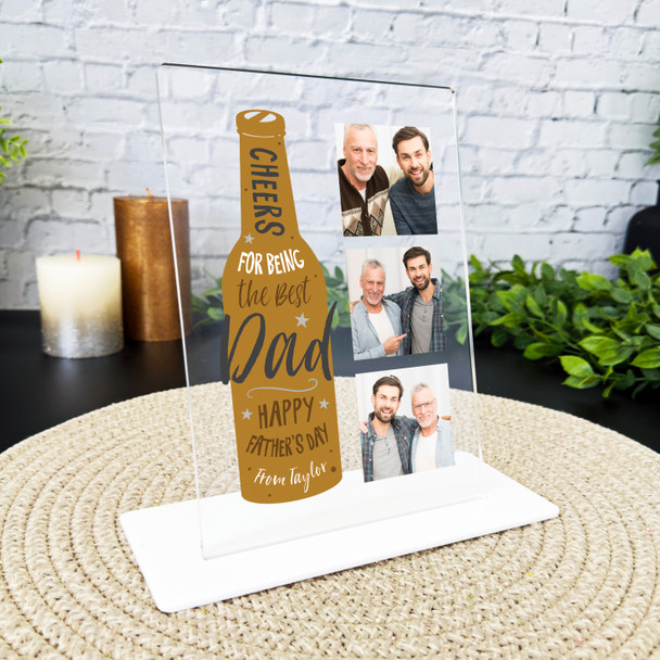 Cheers Best Dad Beer Photo Father's Day Gift Personalised Acrylic Plaque