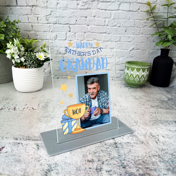 Grandad Happy Father's Day Gift Trophy Photo Personalised Acrylic Plaque