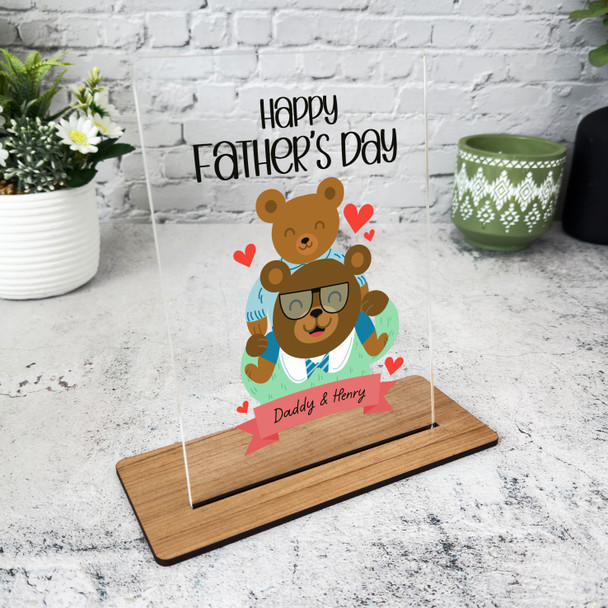 Fathers Day Gift Daddy Bear With Child Personalised Acrylic Plaque