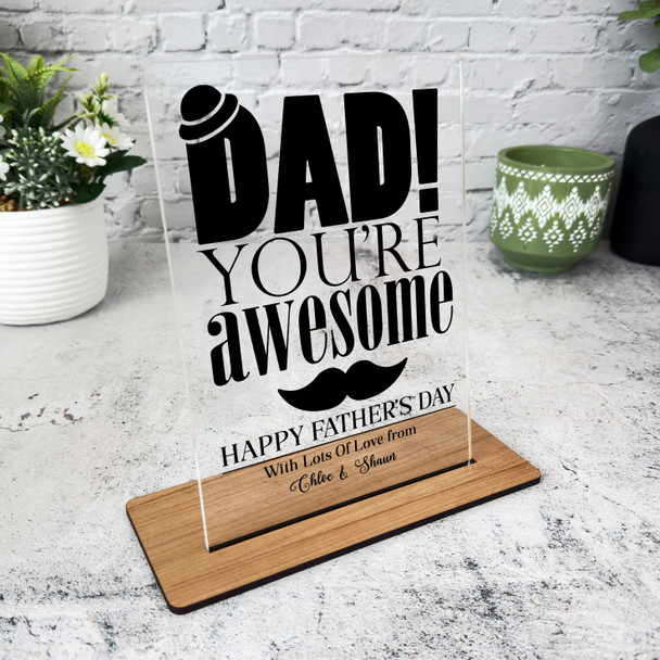 Fathers Day Gift Dad You're Awesome Personalised Acrylic Plaque