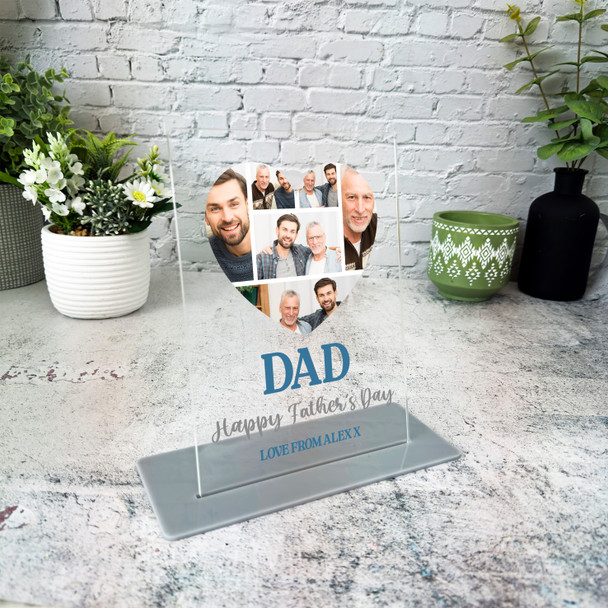 Dad Heart Photo Father's Day Gift Personalised Acrylic Plaque