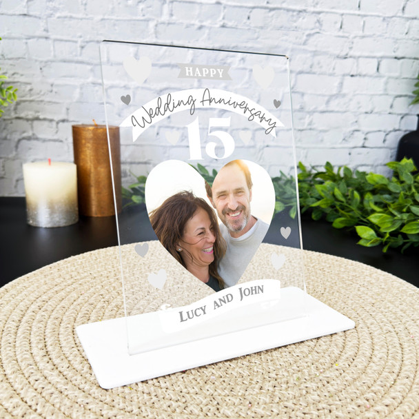 15th Wedding Anniversary Photo Gift Personalised Acrylic Plaque