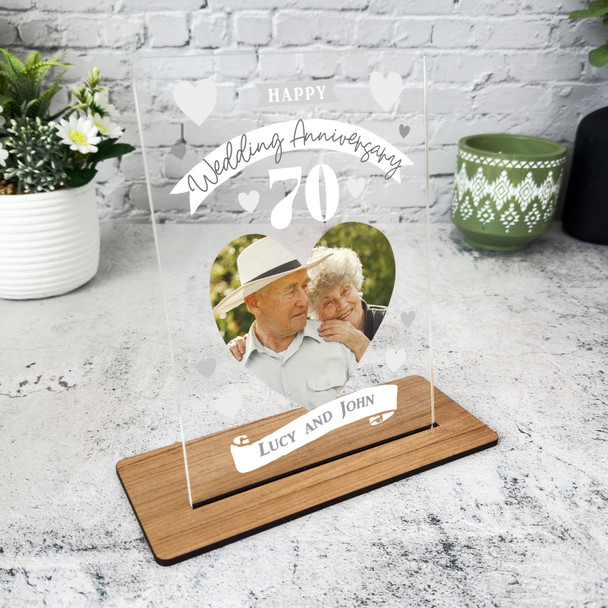 70th Wedding Anniversary Photo Gift Personalised Acrylic Plaque