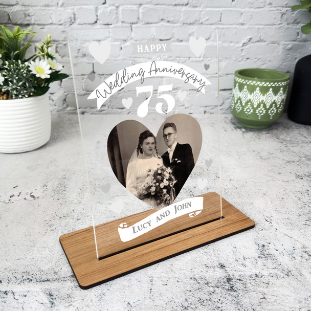 75th Wedding Anniversary Photo Gift Personalised Acrylic Plaque