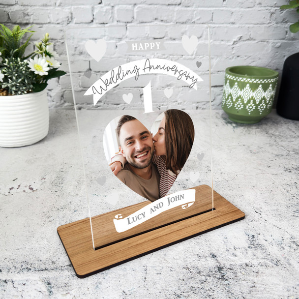 1st Wedding Anniversary Photo Gift Personalised Acrylic Plaque