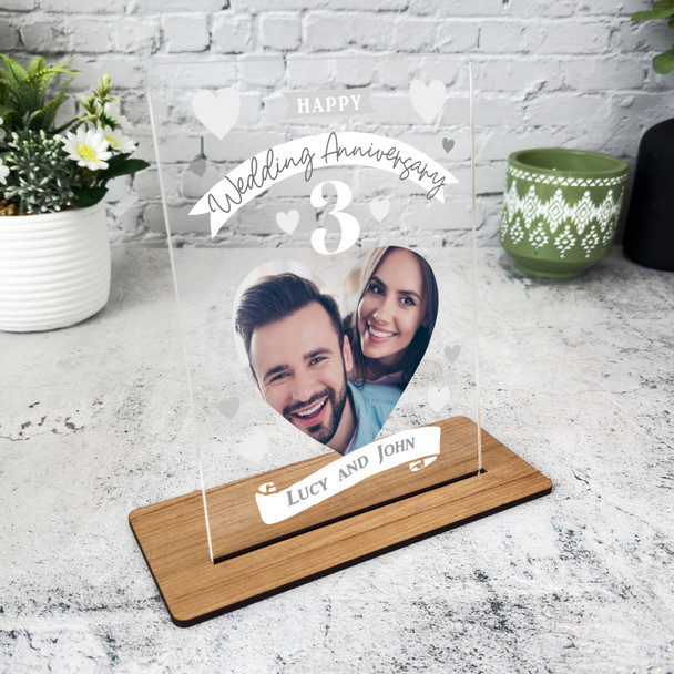 3rd Wedding Anniversary Photo Gift Personalised Acrylic Plaque