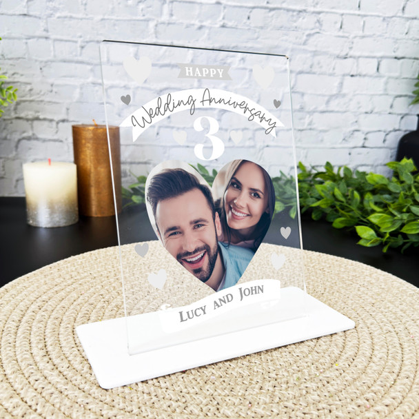 3rd Wedding Anniversary Photo Gift Personalised Acrylic Plaque