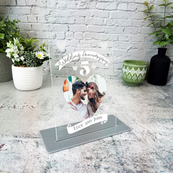 5th Wedding Anniversary Photo Gift Personalised Acrylic Plaque