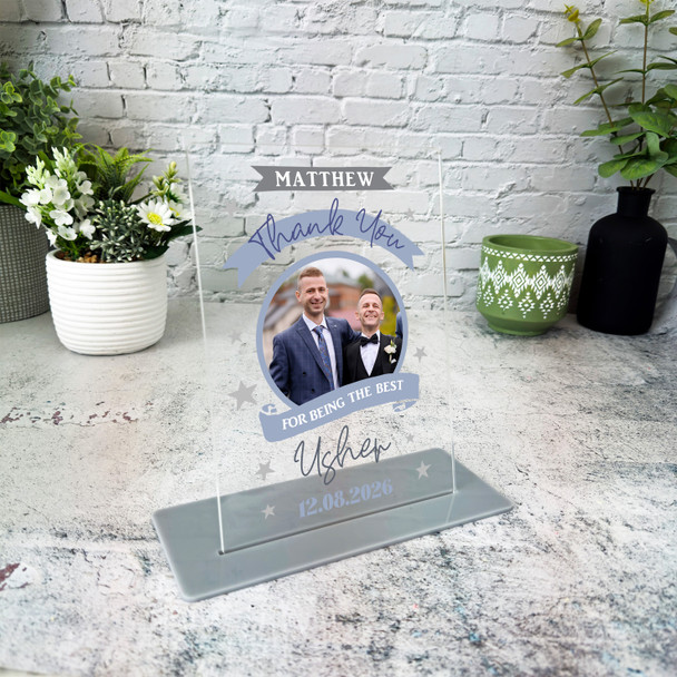 Thank You Best Usher Gift Wedding Day Photo Personalised Acrylic Plaque