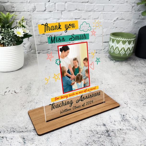Thank You Teaching Assistant Gift Doodles Photo Personalised Acrylic Plaque