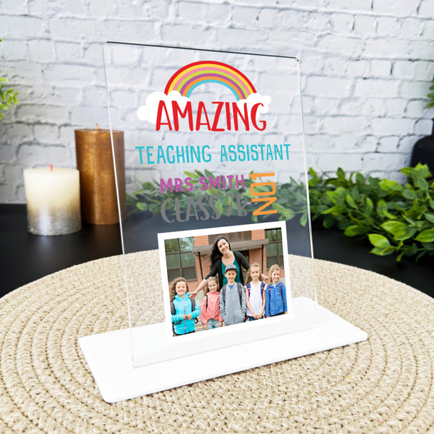 Amazing Teaching Assistant Gift Rainbow Photo Personalised Acrylic Plaque