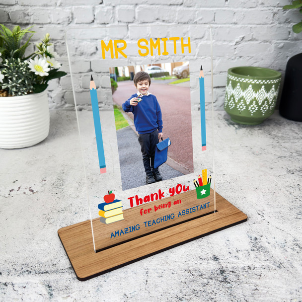 Amazing Teaching Assistant Gift Pencil Photo Personalised Acrylic Plaque